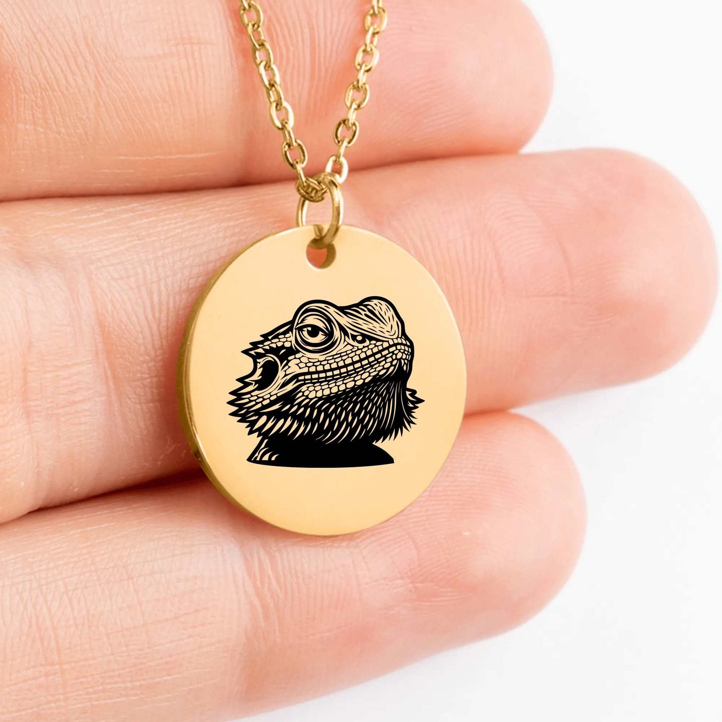 Custom Bearded Dragon amulet medallion for herpetology fans