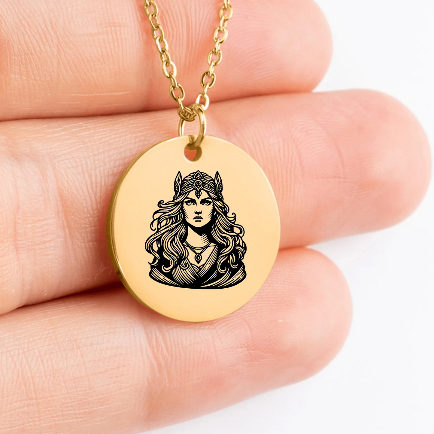 Custom Frigg Goddess pendant necklace, handmade jewelry piece