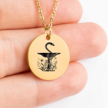 Elegant Bowl of Hygiene medallion necklace, gift idea for her