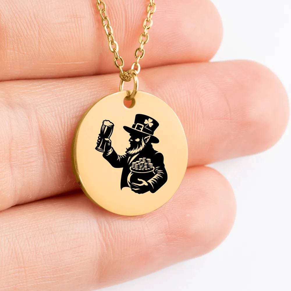 Enchanting Leprechaun medallion pendant for good fortune