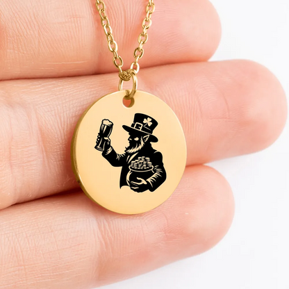 Enchanting Leprechaun medallion pendant for good fortune