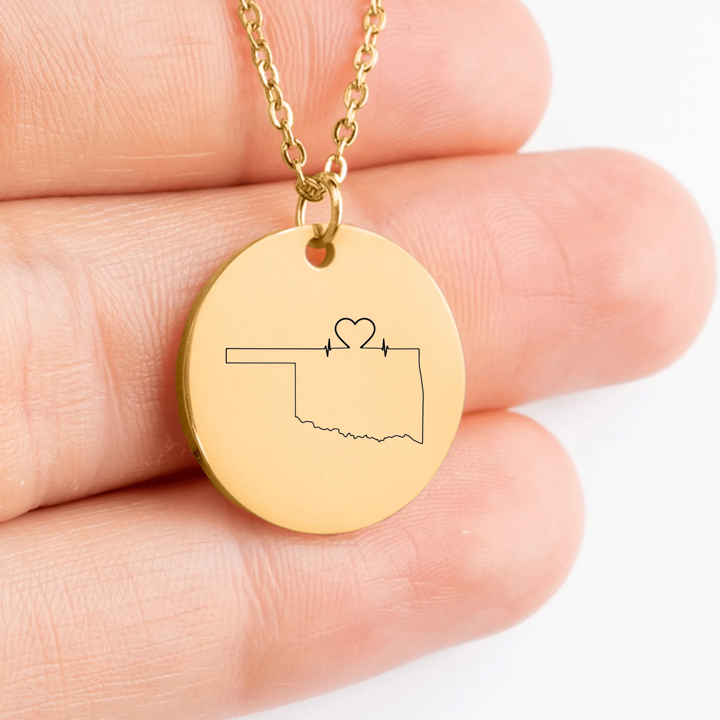 Unique Oklahoma State Map Amulet Necklace - Custom Jewelry for Her