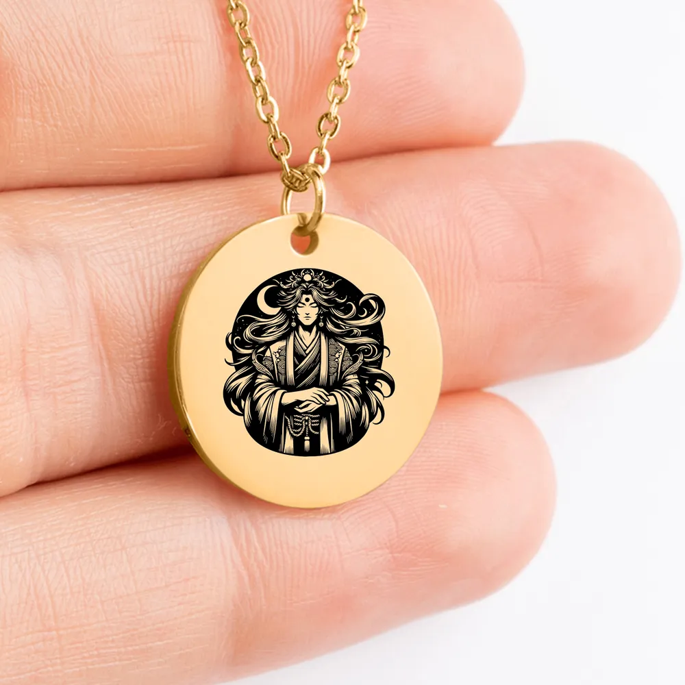 Elegant Tsukuyomi Japanese God pendant necklace - personalized gift idea