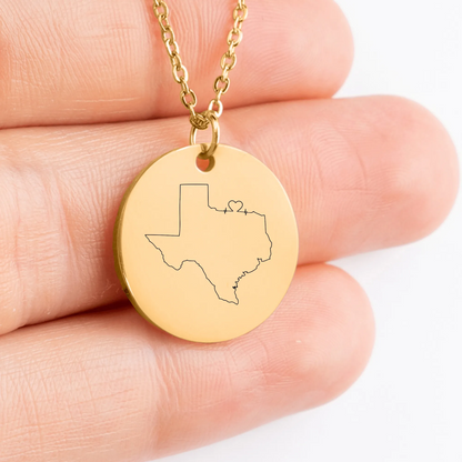 Custom Texas Outline amulet charm necklace for her