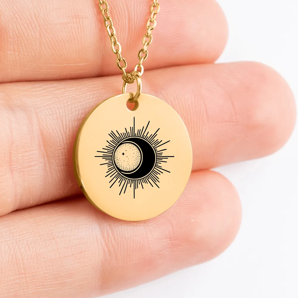 Elegant Sun and Moon silhouette necklace, perfect gift idea