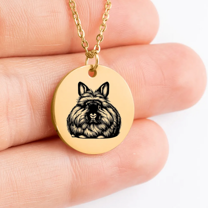 Handcrafted personalized Angora Rabbit pendant necklace