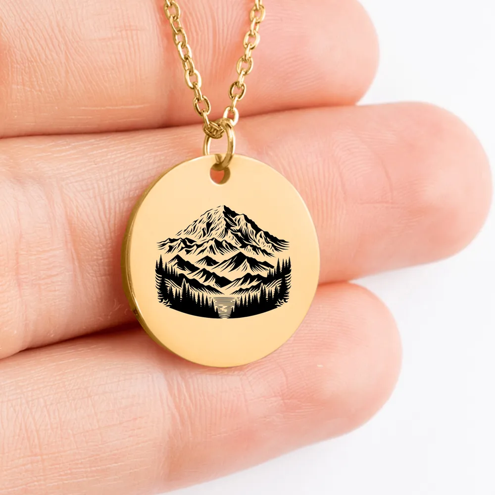 Gorgeous Mount Denali medallion necklace charm for adventure seekers