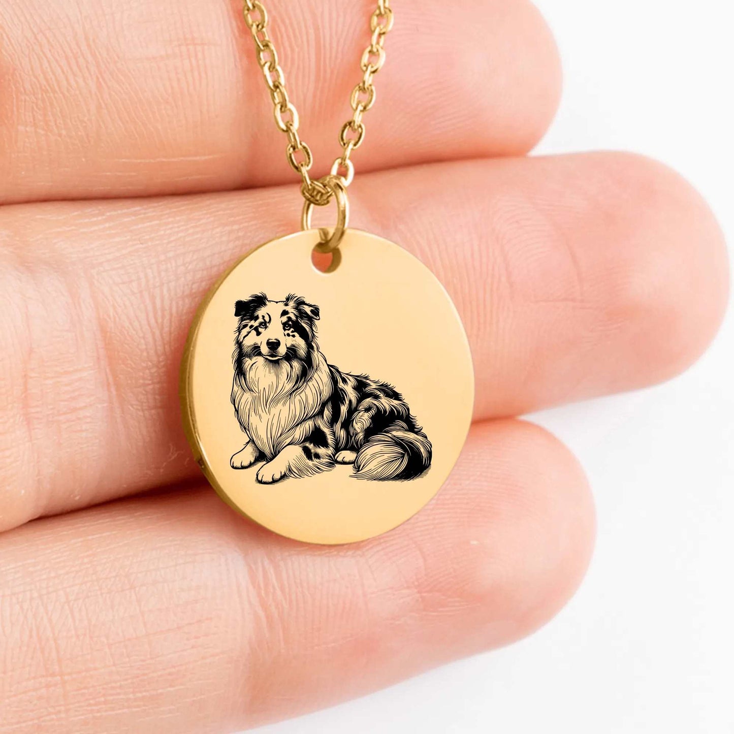 Custom Australian Shepherd coin necklace gift idea for dog lovers