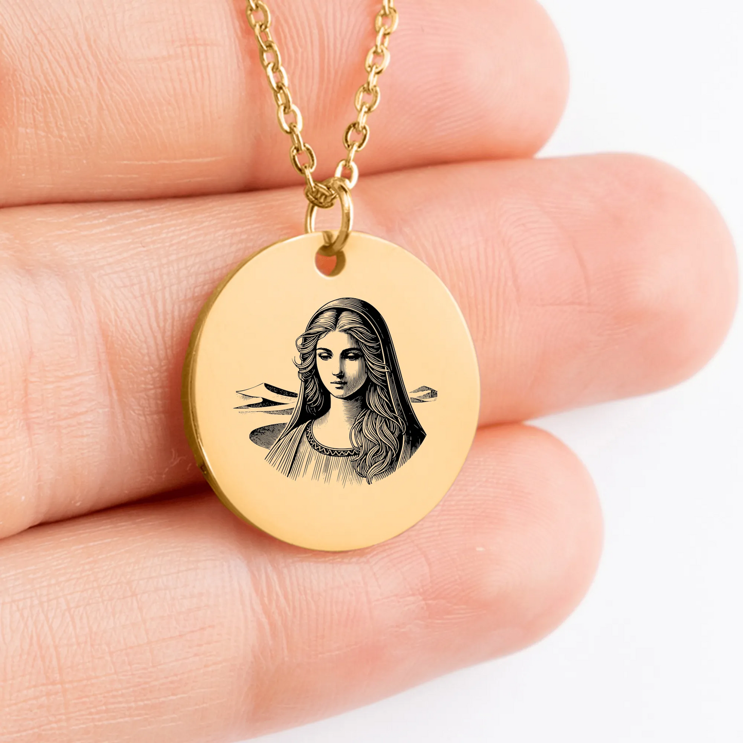 Saint Mary of Egypt coin necklace, elegant gift for someone you care about