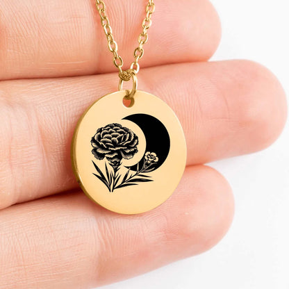 Unique Carnation Flower amulet necklace for charming accessory