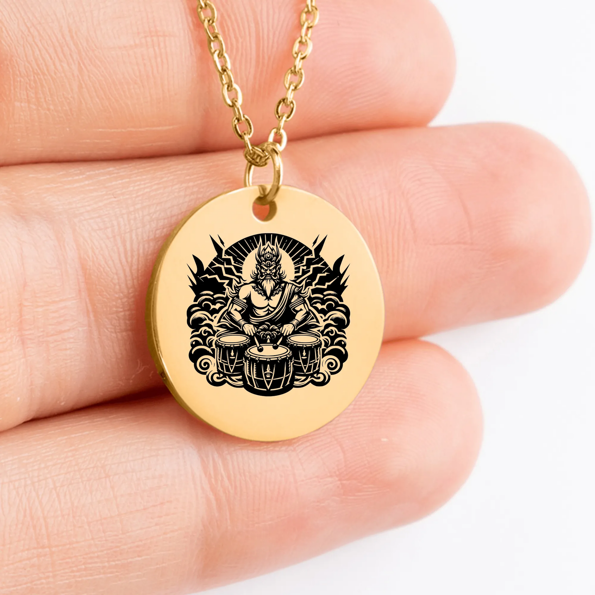 Personalized Raijin God amulet charm for him