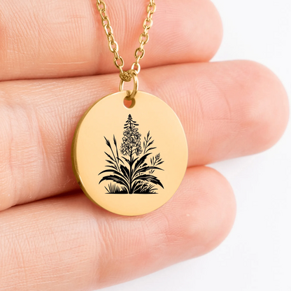 Unique Fireweed Flower pendant necklace for personalized gift idea