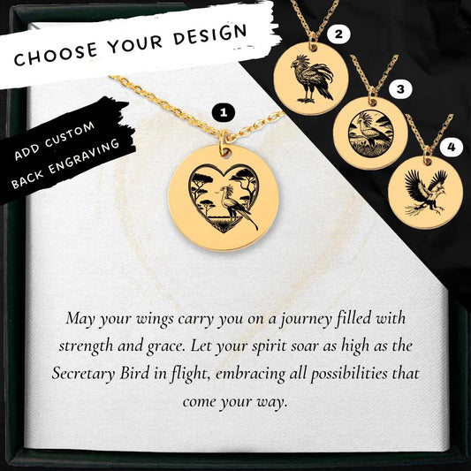 Elegant personalized Secretary Bird pendant necklace