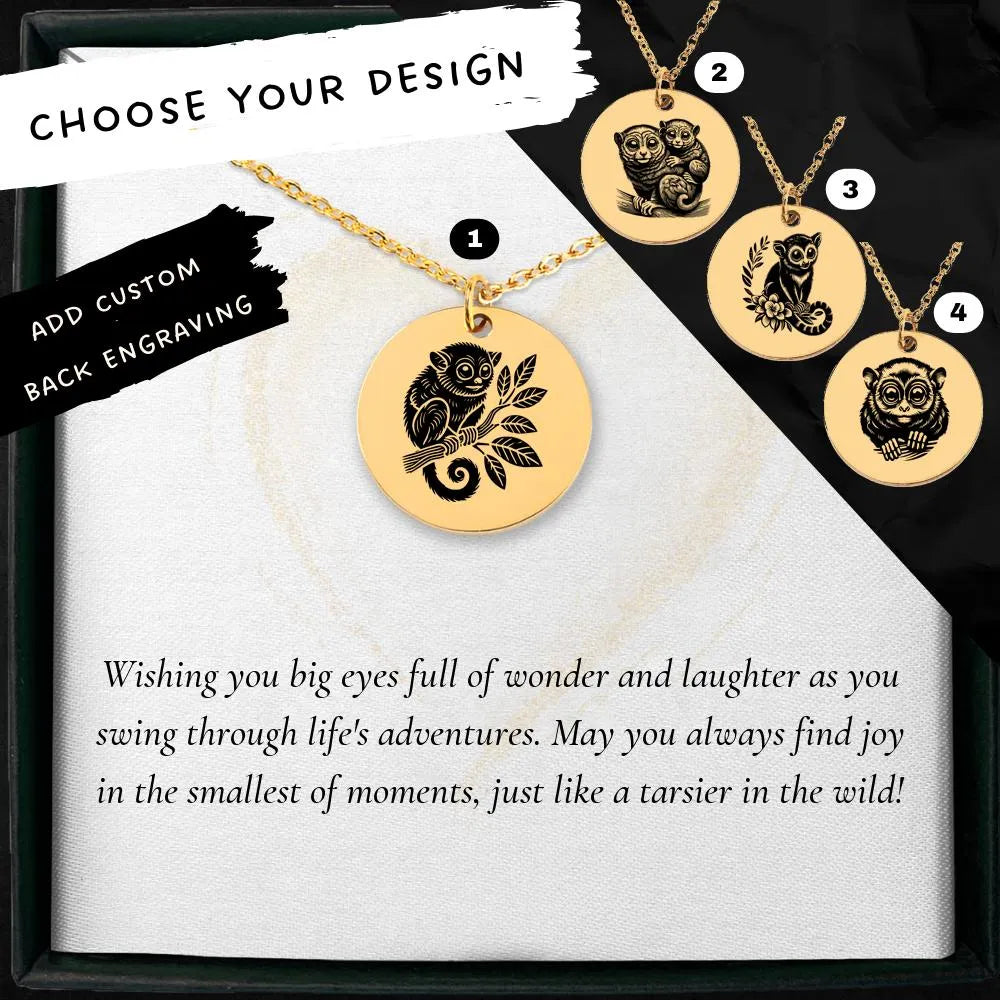 Unique Tarsier pendant necklace gift idea for wildlife enthusiasts