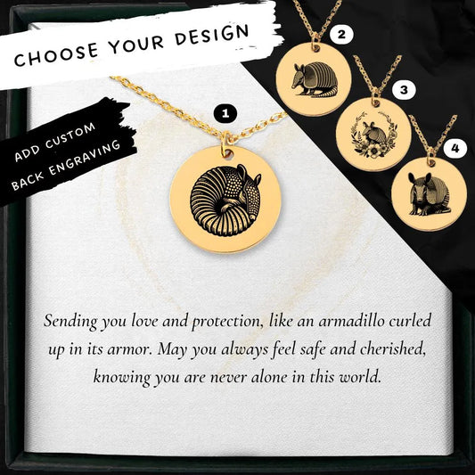 Unique Armadillo pendant necklace gift for armadillo lovers