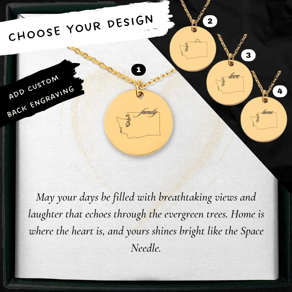 Unique Washington Outline amulet necklace gift idea for her