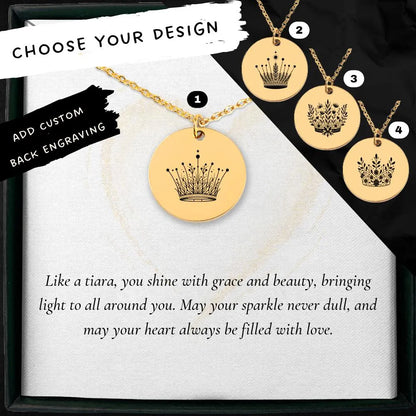 Royal Tiara pendant necklace - handcrafted charm for a touch of elegance