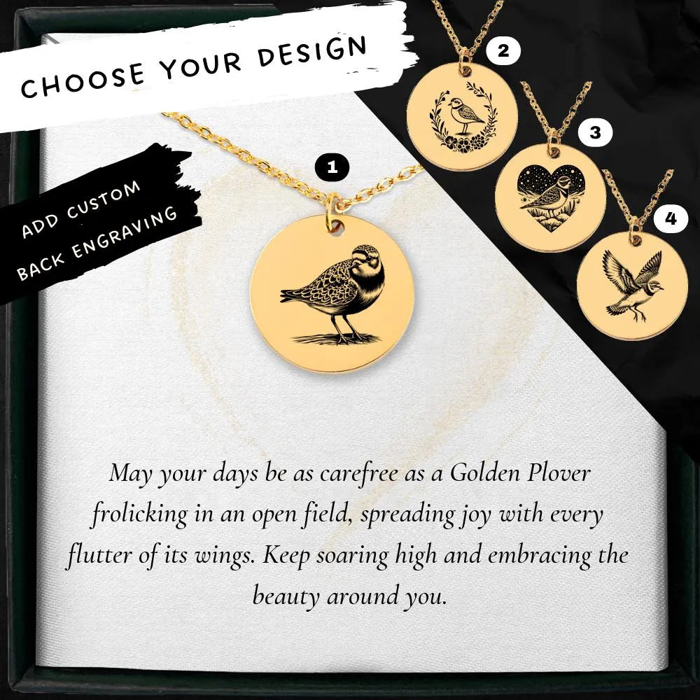 Personalized Golden Plover Coin Charm Necklace for Her