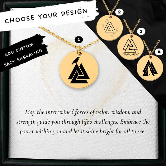 Detailed Valknut Symbol medallion pendant for Viking-inspired jewelry