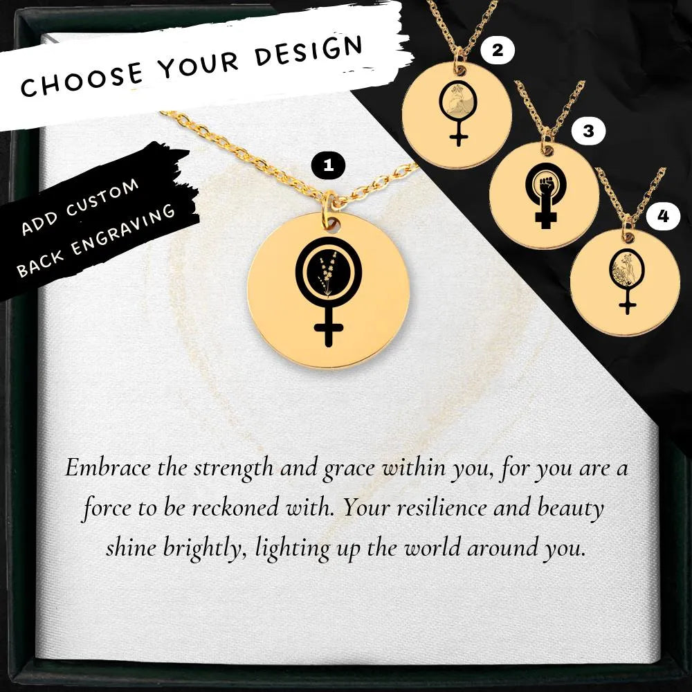 Feminism Symbol pendant necklace, womens charm jewelry gift