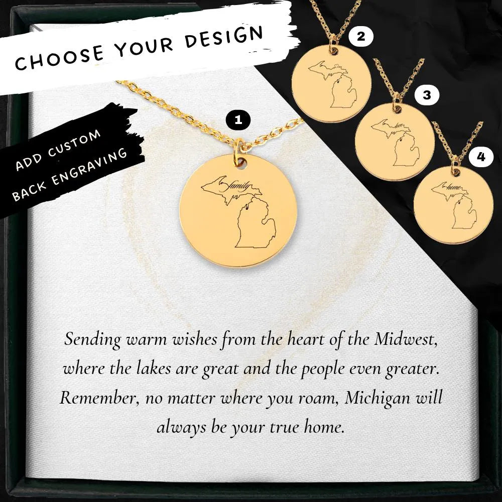 Unique Michigan Outline Pendant Gift Idea for Her - Custom Jewelry Charm