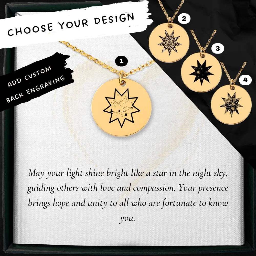 Personalized Nine Star medallion necklace for charm