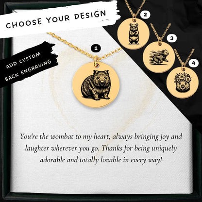 Engraved wombat amulet - nature lover's gift idea