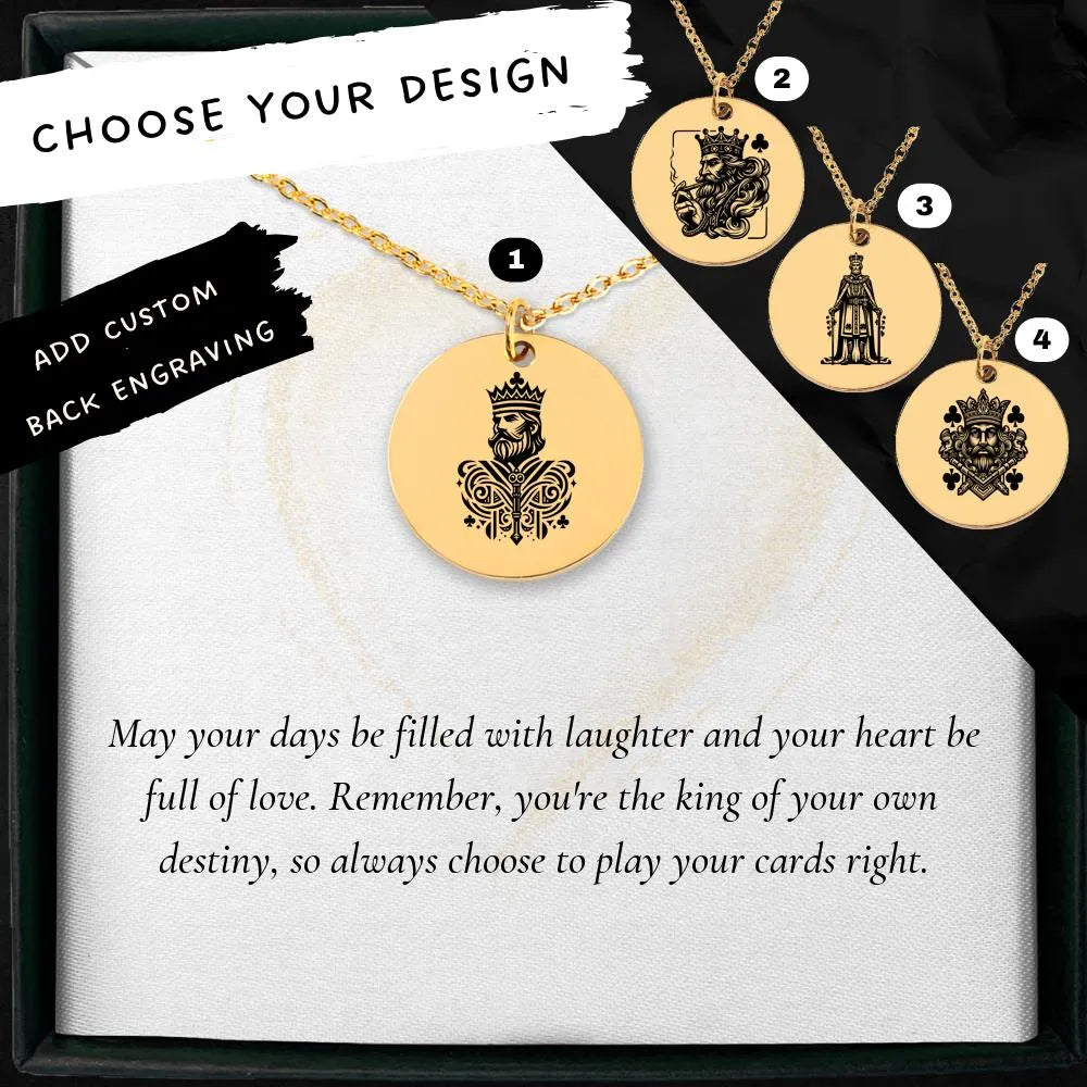 Unique King Of Clubs medallion necklace for gift idea and charm lovers