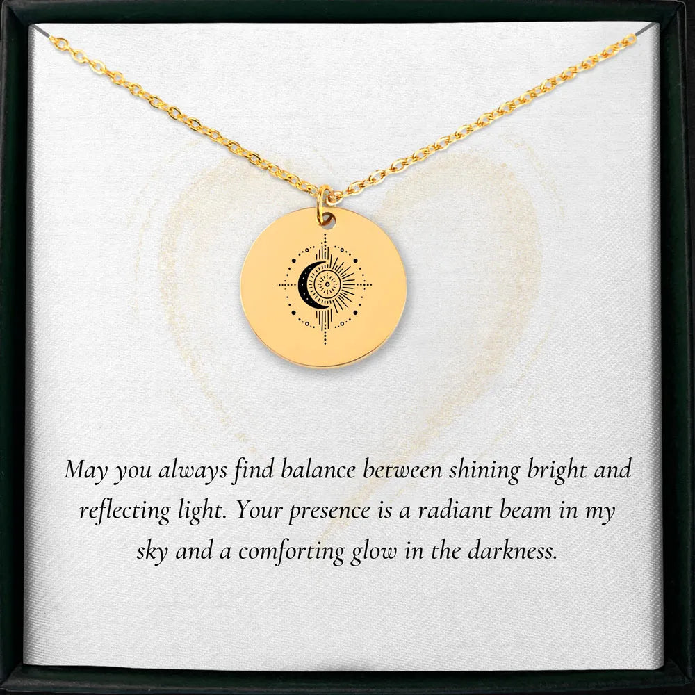 Elegant Sun and Moon silhouette necklace, perfect gift idea