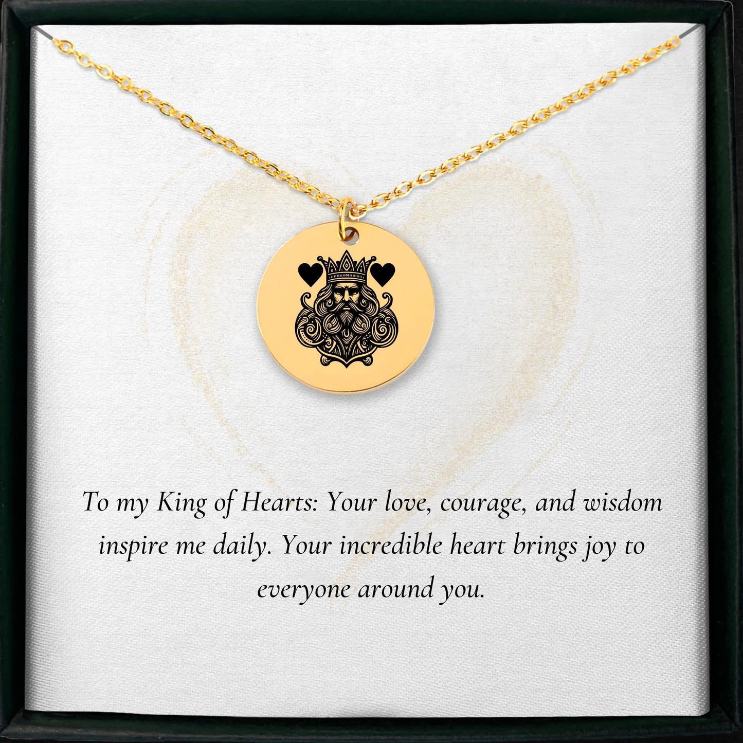 Customized King Of Hearts amulet necklace, personalized gift idea