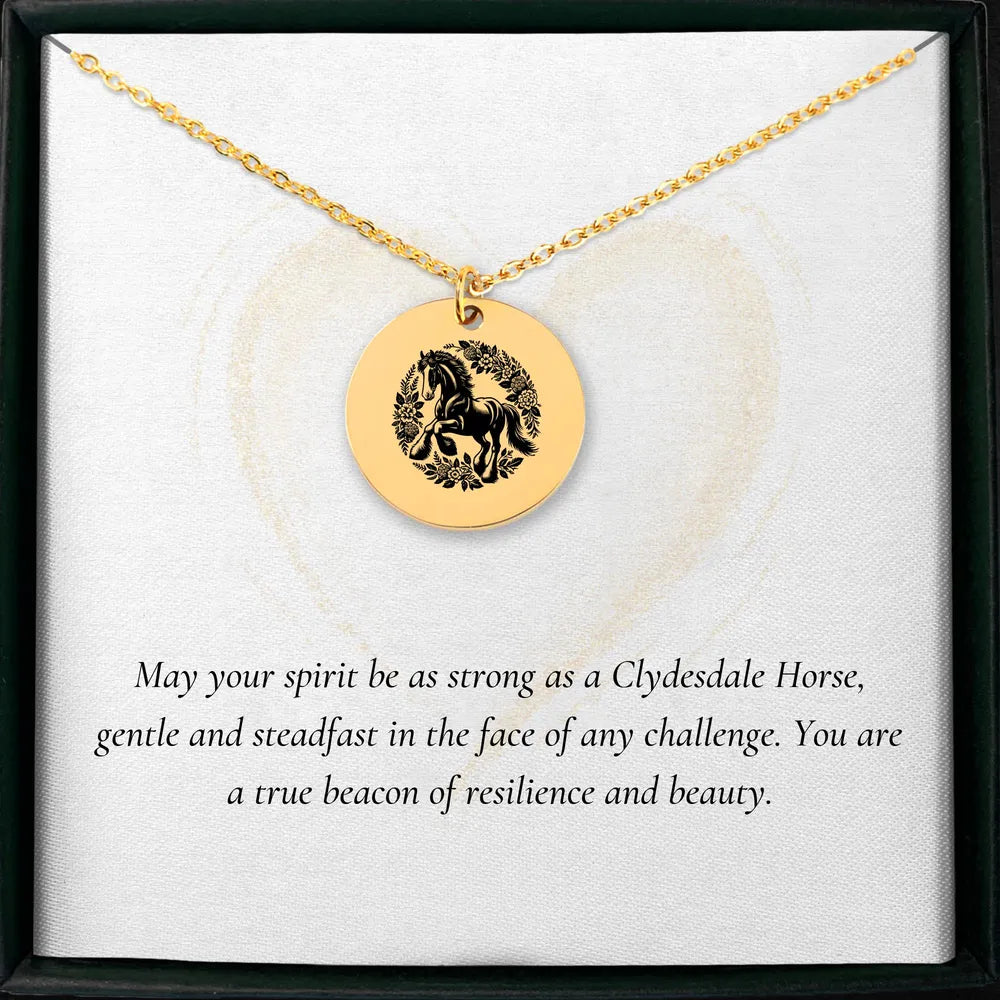 Clydesdale Horse charm necklace for horse enthusiasts 