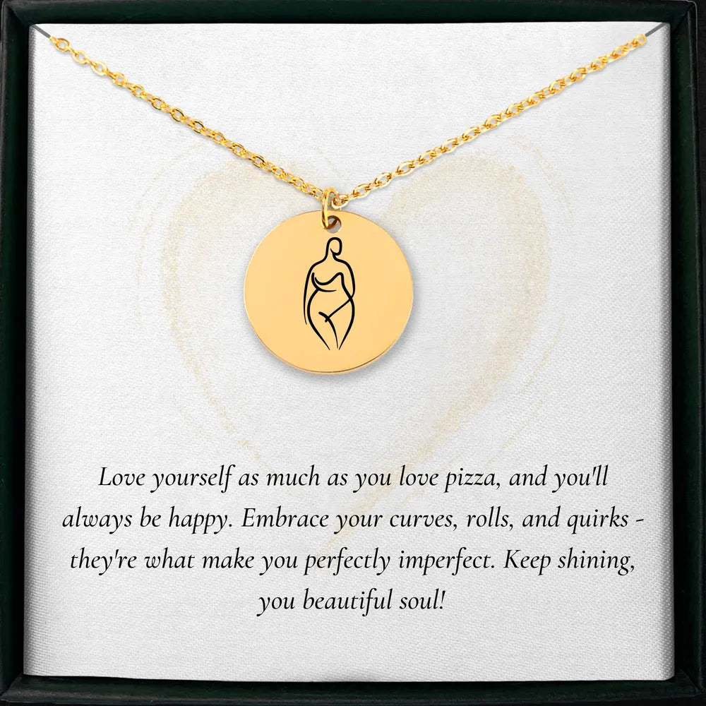 Personalized body positive pendant, empowering symbol of self-love and inclusion