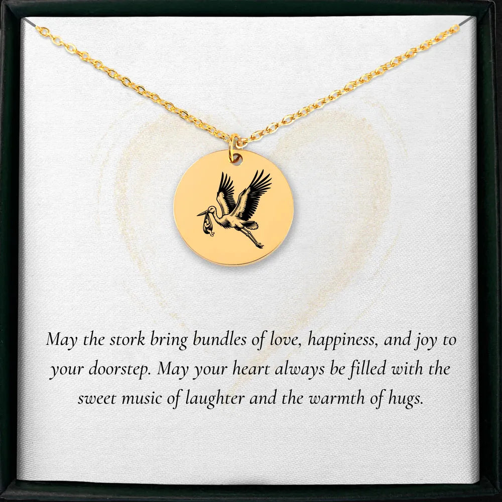 Handcrafted Stork medallion charm - elegant gift for special someone