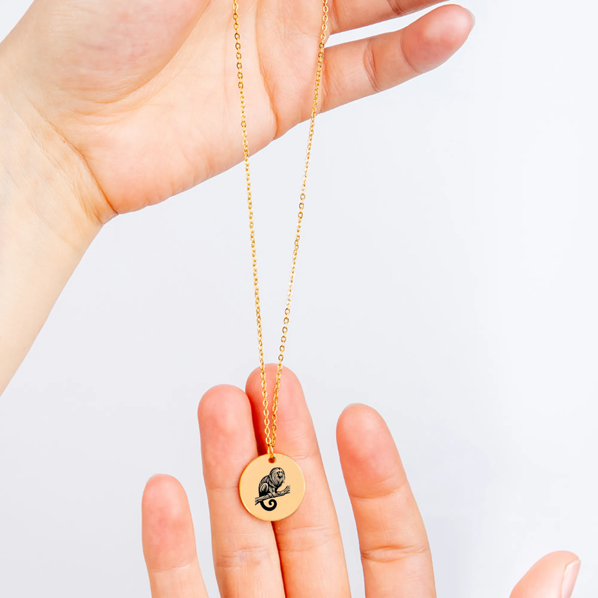 Unique Golden Lion Tamarin charm necklace gift idea