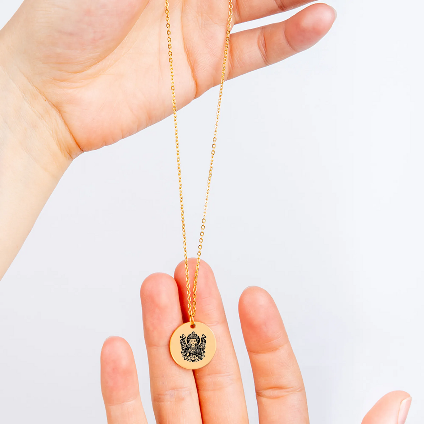 Custom gold pendant necklace with personalized amulet charm