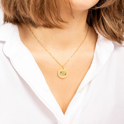 Personalized Vesica Piscis necklace with intricate amulet design