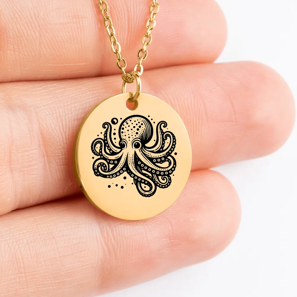 Unique Octopus medallion charm necklace for sea lovers