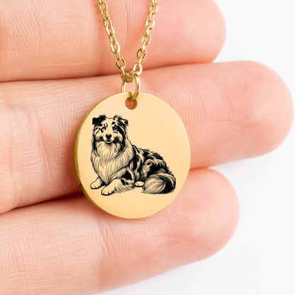 Handcrafted Australian Shepherd coin necklace for personalized style