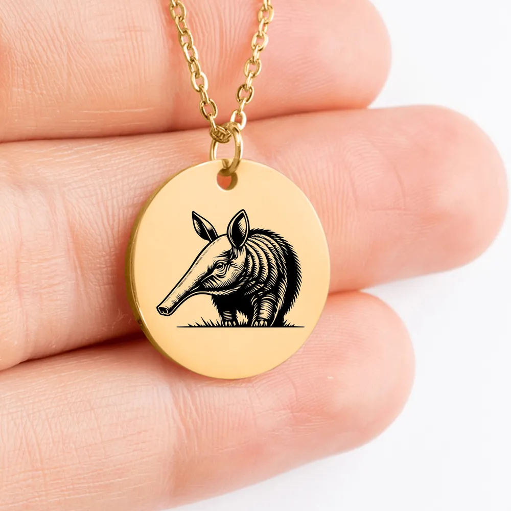 Handcrafted Aardvark charm medallion necklace for unique gift