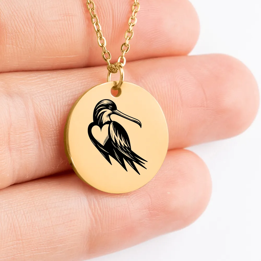 Frigatebird medallion charm necklace for nature enthusiasts