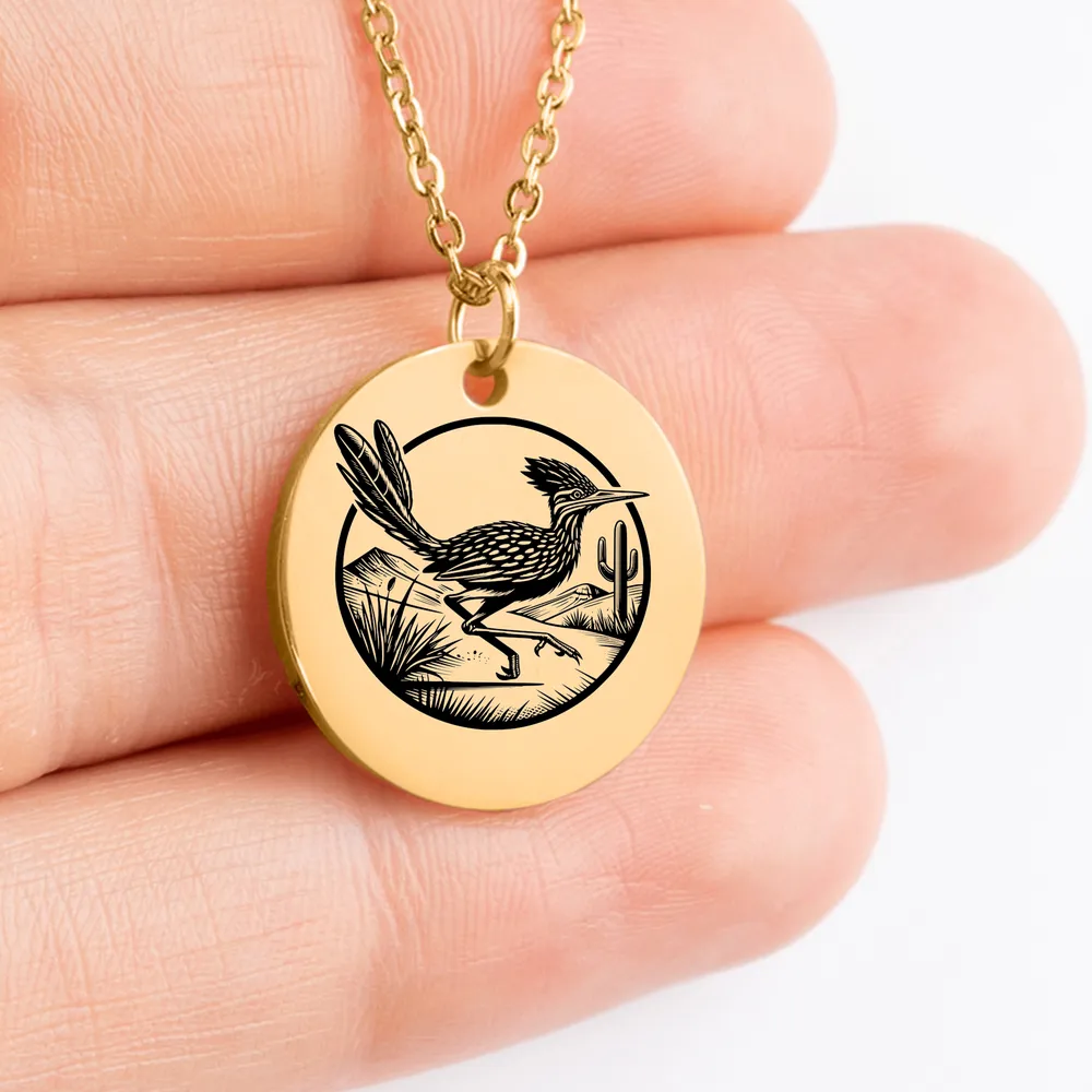 Custom Roadrunner medallion charm necklace for jewelry lovers