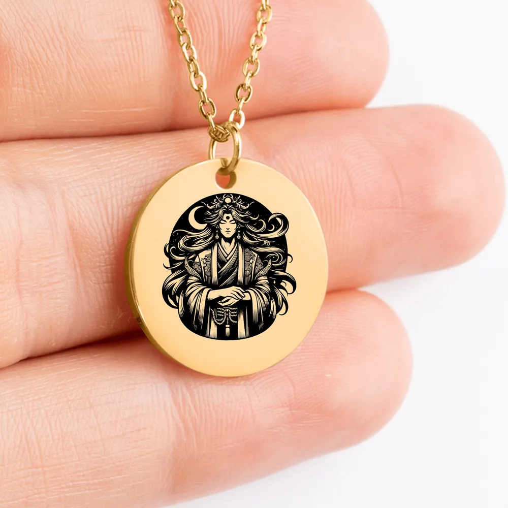 Tsukuyomi Japanese God pendant necklace - custom jewelry gift idea