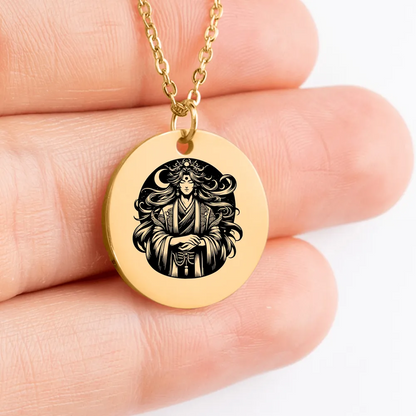 Tsukuyomi Japanese God pendant necklace - custom jewelry gift idea