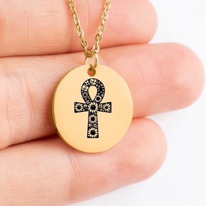 Egyptian Ankh medallion necklace, gold-plated pendant for style statement