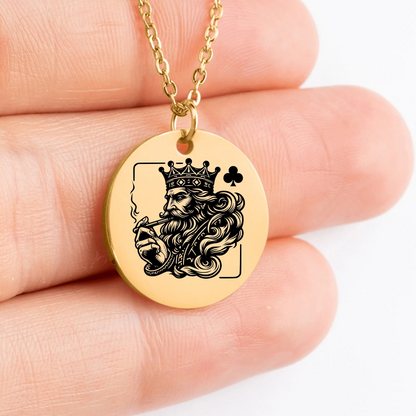 King Of Clubs coin necklace as a unique custom jewelry gift