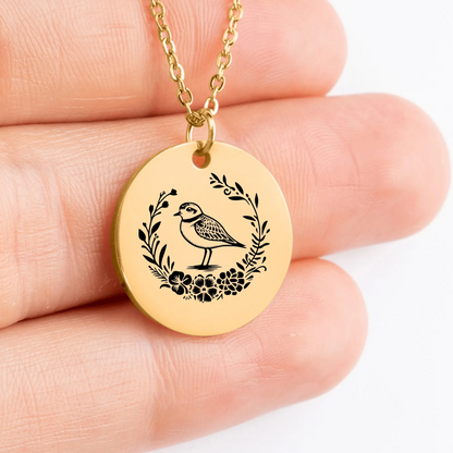 Handcrafted Golden Plover Medallion Pendant for Jewelry Lovers