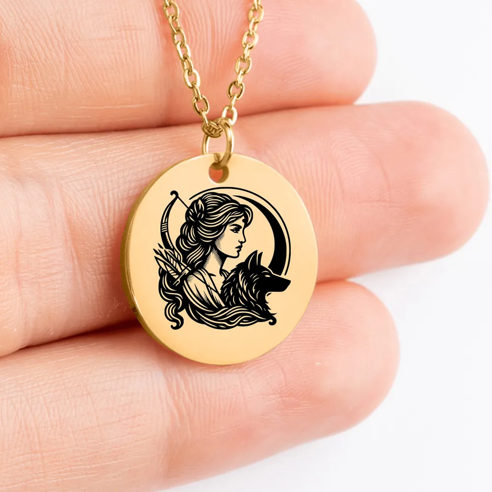 Personalized Artemis Goddess medallion necklace gift for her