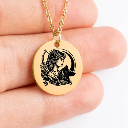 Personalized Artemis Goddess medallion necklace gift for her