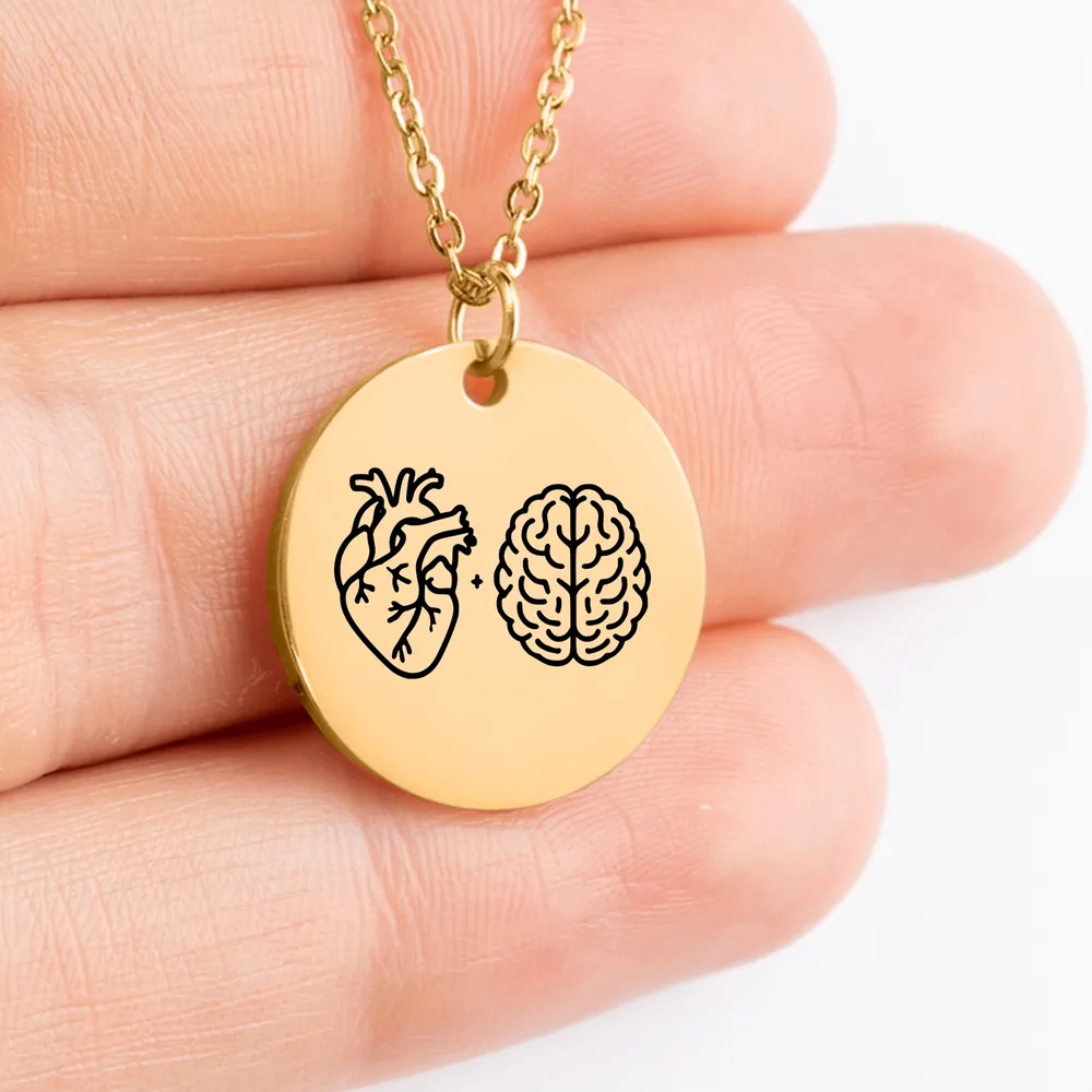 Heart and Brain Medallion Pendant for Brainy Gift