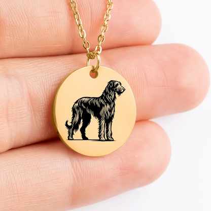 Unique Irish Wolfhound amulet coin jewelry for dog lovers